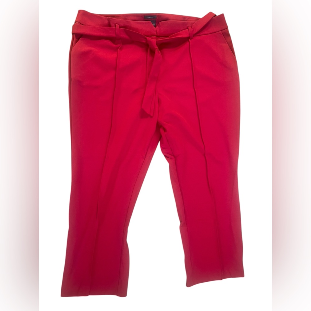 Worthington Modern Fit Tie Waist Taper Pants Size 20 Plus Rumba Red  f11